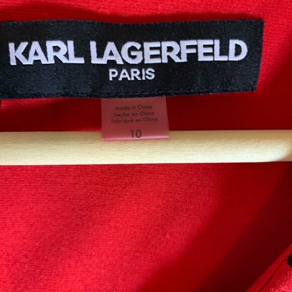 Karl Lagerfeld Paris Red Sheath Dress Sz 10 - Picture 3 of 4